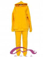 Женский теплый спортивный костюм оверсайз — желтый