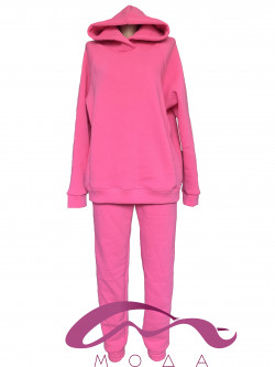 Женский теплый спортивный костюм оверсайз — розовый