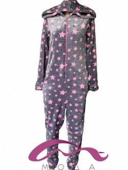 Женская махровая пижама Кигуруми розовая Звездочка