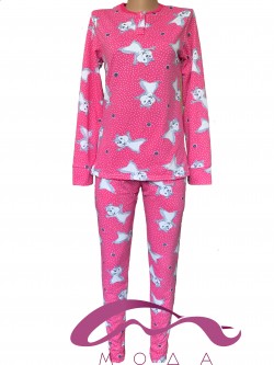 Женская байковая пижама Бурундук розовая