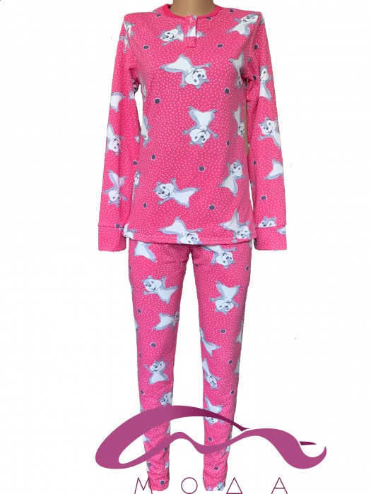 Женская байковая пижама Бурундук розовая 