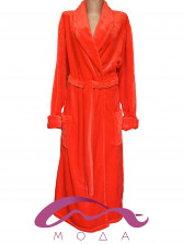 Жіночий махровий халат Червоний на запах без капюшона